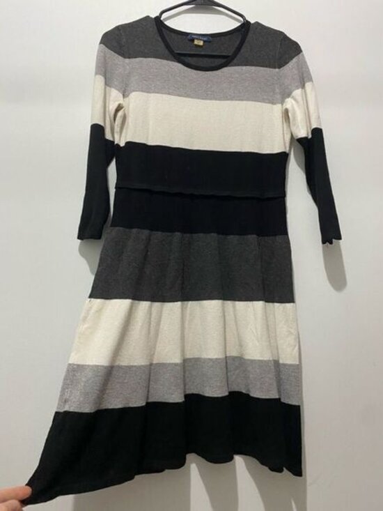 Dresses & Skirts - Tommy Hilfiger Black and White Fit and Flare Long Sleeve Dress
